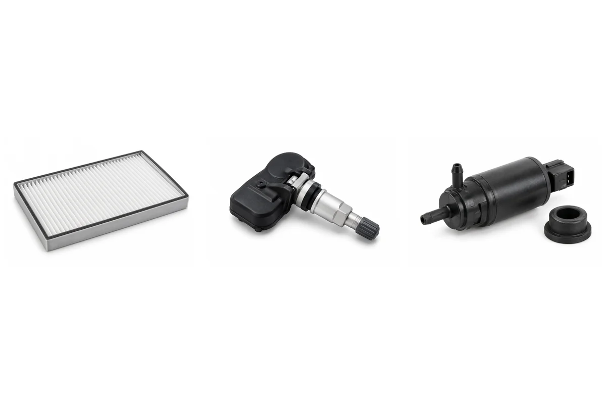 cabin air filter, TPMS sensor, washer pump — component illustrations for Seal parts identification