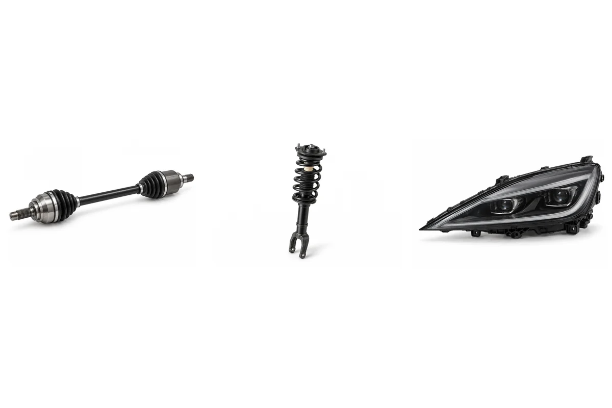 CV axle, shock absorber, headlights — component illustrations for Seal parts identification