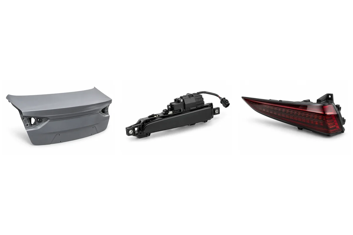 trunk lid, exterior door handle, tail lights — component illustrations for Seal parts identification