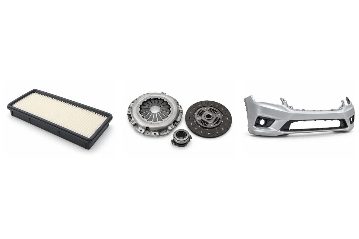 engine air filter, manual clutch kit, front bumper assembly-type comparison