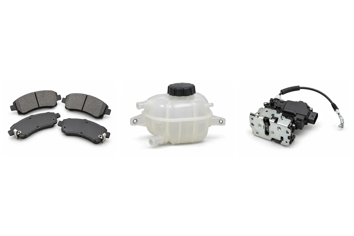 brake pads, coolant reservoir, door lock actuator assembly-type comparison