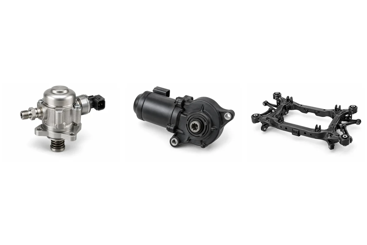 high-pressure fuel pump, parking brake actuator, subframe assembly-type comparison