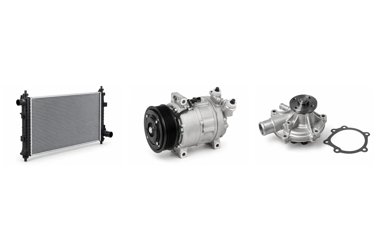 radiator, A/C compressor, water pump for Tiggo 7 assembly comparison