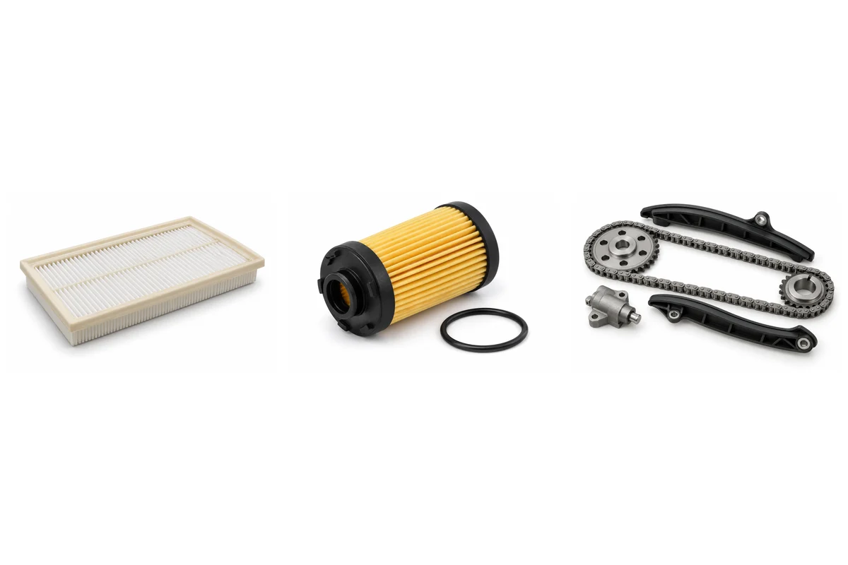 engine air filter, transmission filter, timing chain kit for Tiggo 7 assembly comparison