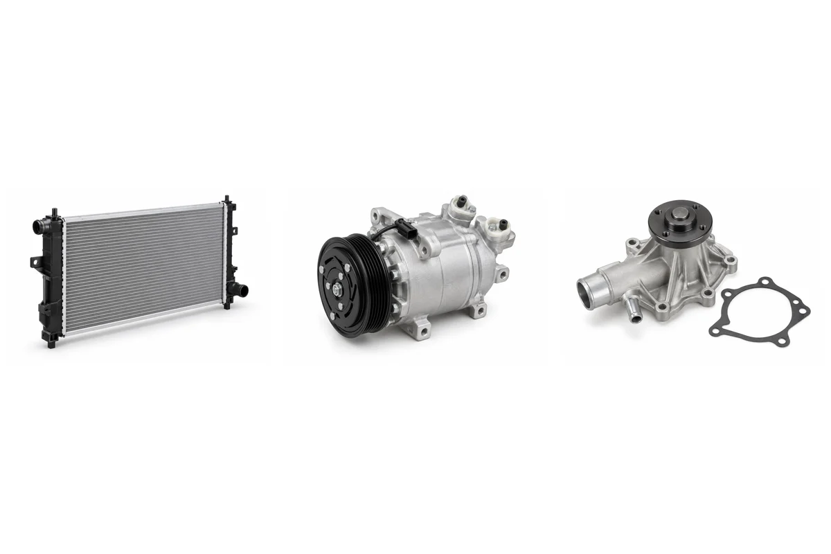 radiator, A/C compressor, water pump for Tiggo 8 assembly comparison