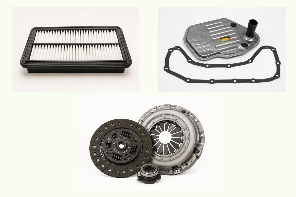 Representative Hyundai Elantra components for maintenance & transmission packs