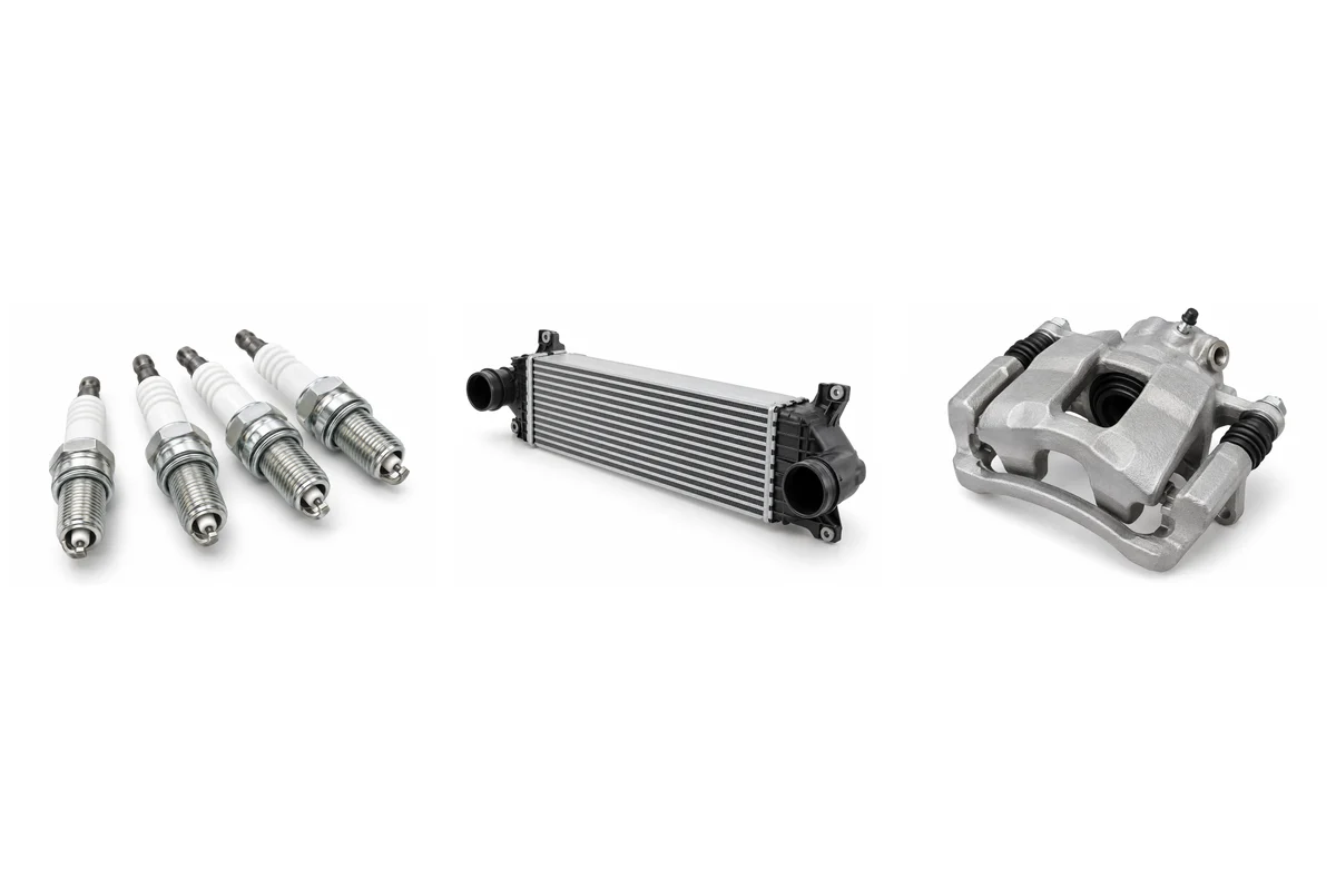 spark plugs, intercooler / charge-air cooler, brake caliper assembly comparison