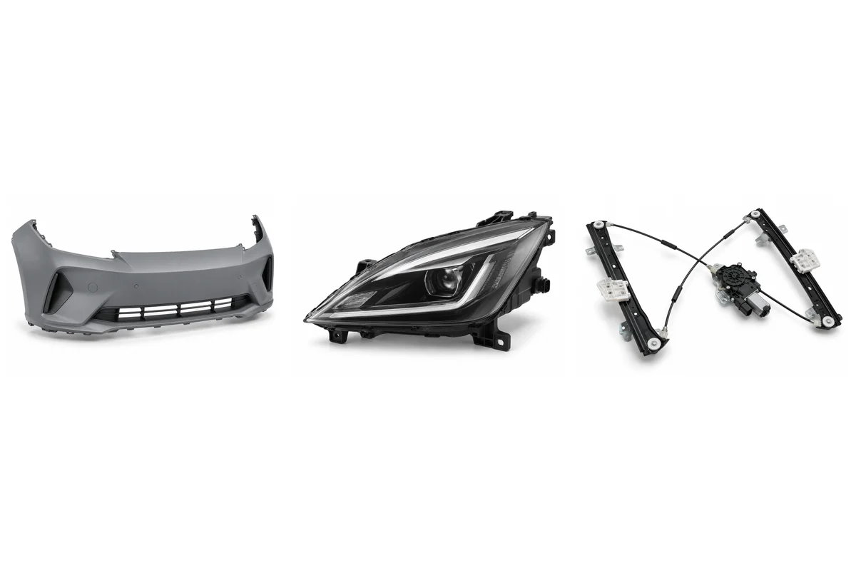 front bumper, headlights, window regulator assembly comparison