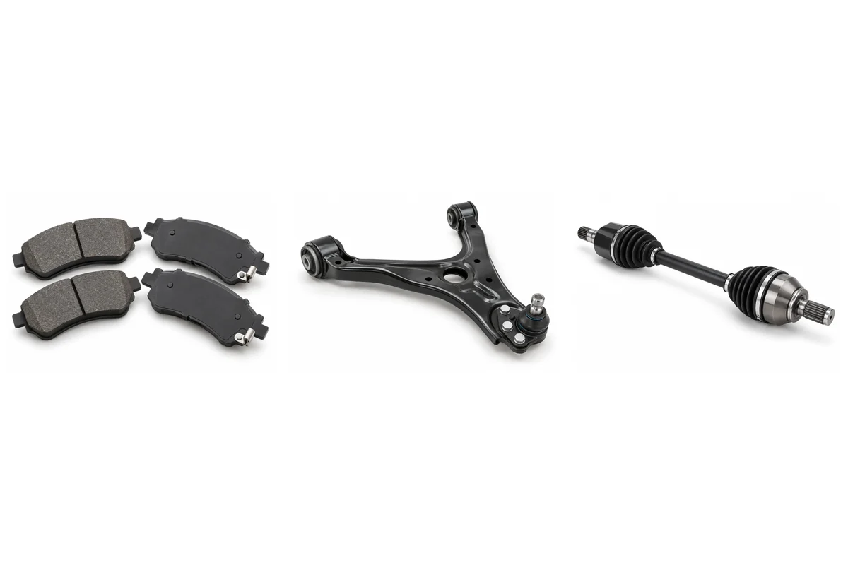 brake pads, control arm, CV axle / drive shaft assembly comparison