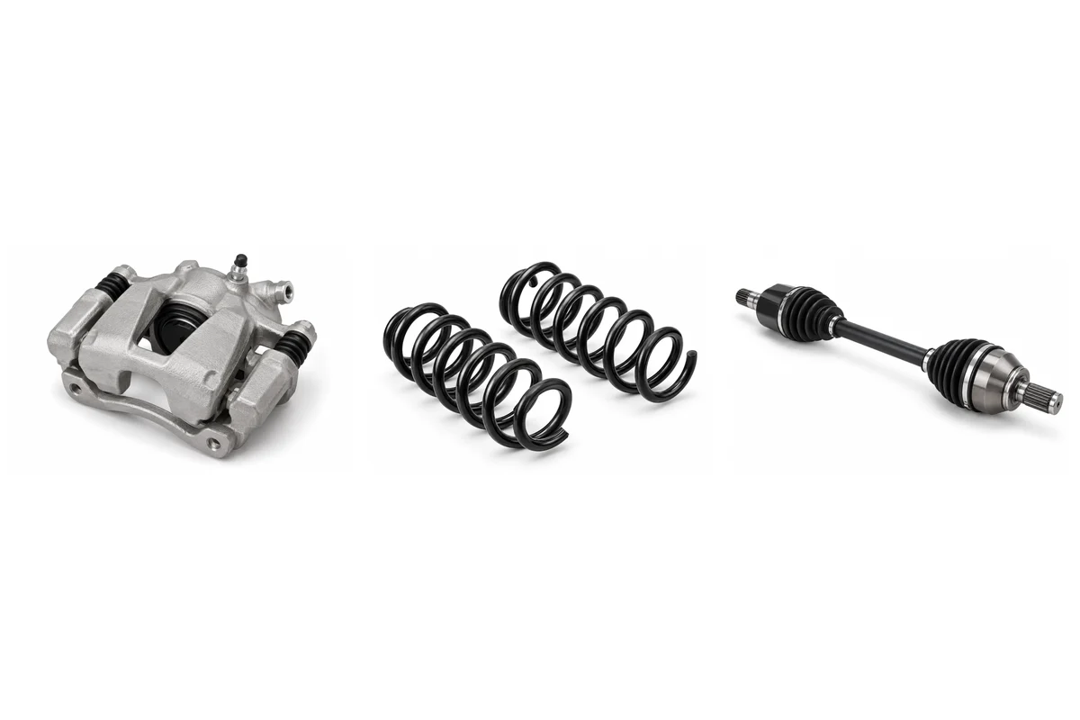 brake caliper, coil spring, CV axle / drive shaft assembly comparison