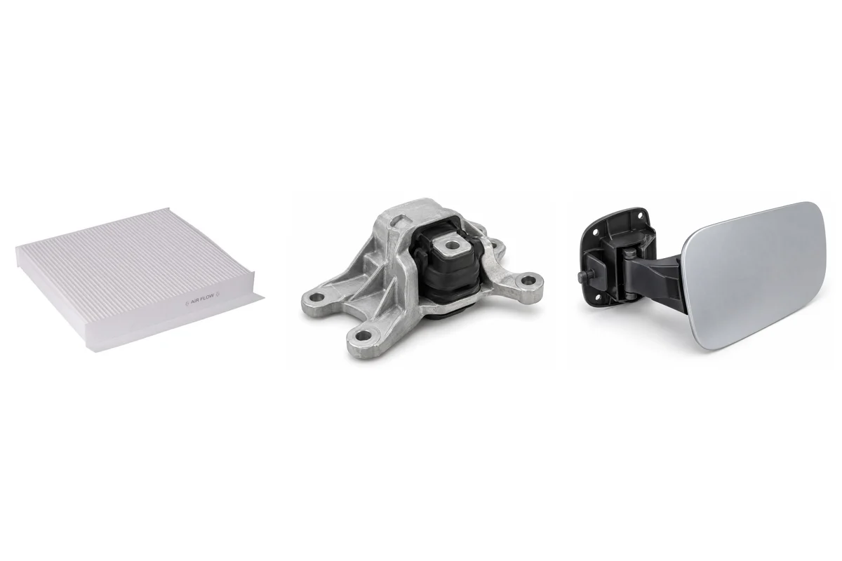 cabin air filter, drive-unit mount, charging-port door comparison