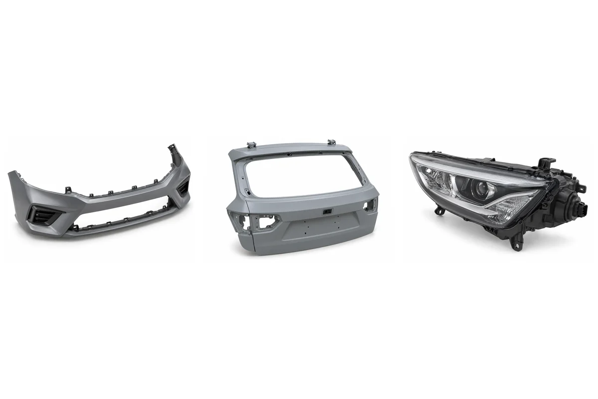 front bumper, tailgate / boot lid, headlights comparison