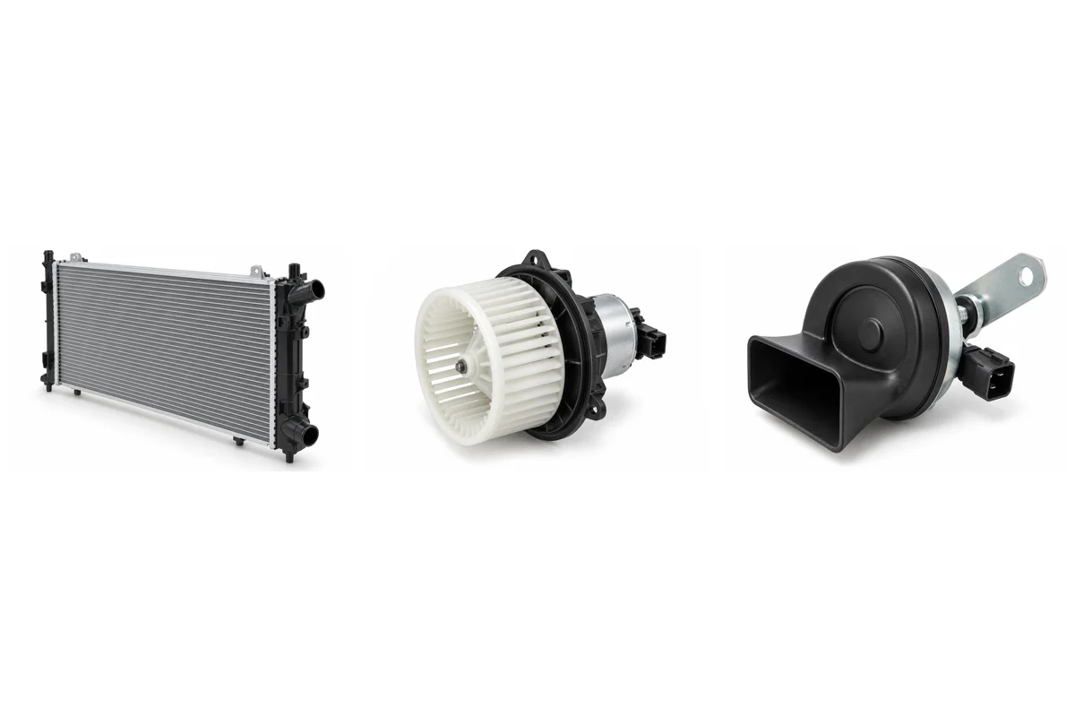 radiator, blower motor, horn assembly comparison